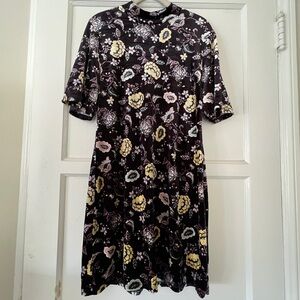 Current Project Black Floral Dress Asian Collared
